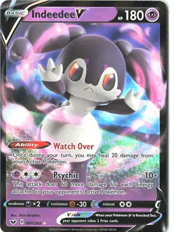 Sword & Shield Base Set Indeedee V #091/202 Ultra Rare Holo Trading Card - Image 1
