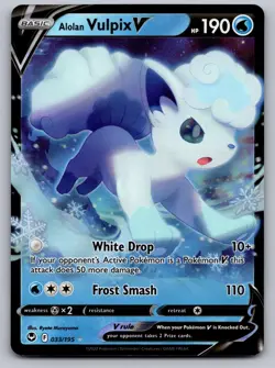Alolan Vulpix V 033/195 Holo V Rare Silver Tempest Pokemon Holo Near Mint - Image 1