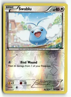 Swablu 73/108 Common Roaring Skies Pokemon Reverse Holo Lightly Played - Image 1