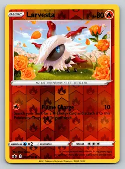 2021 Larvesta 022/198 Common Reverse Holo Pokemon Card Chilling Reign NM - Image 1