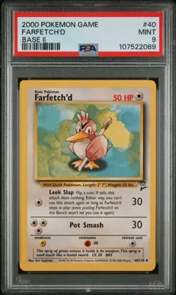Pokemon Wotc Tcg 2000 Base Set 2 Farfetched PSA 9 - Image 1