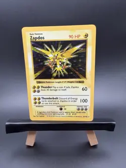 Crease In Back Pokemon TCG Zapdos Base Set Holo Shadowless Rare Card 16/102 MP - Image 1