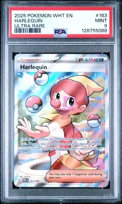 2025 POKEMON WHT EN-WHITE FLARE #163/086 HARLEQUIN ULTRA RARE UR PSA 9 - Image 1