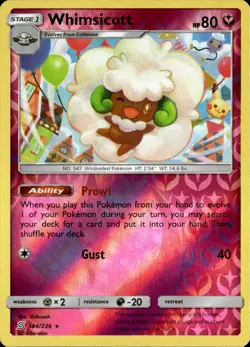Whimsicott 144/236 Rare Unified Minds Pokemon Reverse Holo Near Mint - Image 1