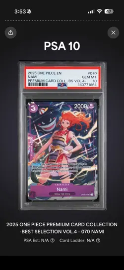 Namco Nami Premium Card Collection Vol.4 OP09-070 “Gengar Nami” PSA 10 Gem 💎 - Image 1