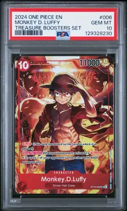 2024 ONE PIECE PROMOS 006 MONKEY D. LUFFY TREASURE BOOSTERS SET PSA 10 GEM MINT - Image 1