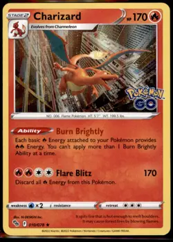Pokemon TCG - Charizard Holo Rare Pokemon GO 010/078 NM - Image 1