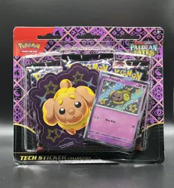 Pokemon TCG Paldean Fates Tech Sticker 3 Pack Blister Fidough (Sealed/New) - Image 1