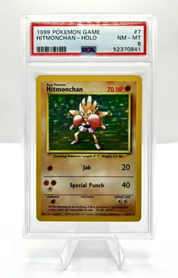 1999 Pokemon Base Set Holo Hitmonchan PSA 8 NM-MT - Image 1