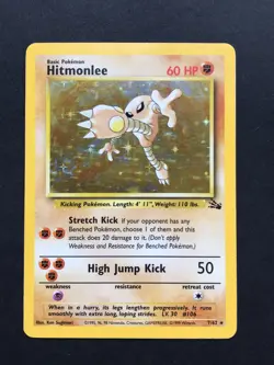 Hitmonlee 7/62 Fossil Holo - Vintage Pokemon Card WOTC 1999 – Played - Image 1