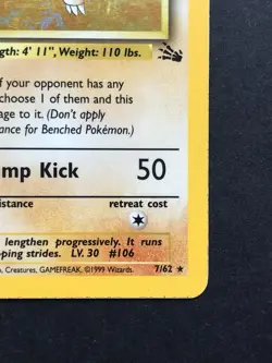 Hitmonlee 7/62 Fossil Holo - Vintage Pokemon Card WOTC 1999 – Played - Image 4