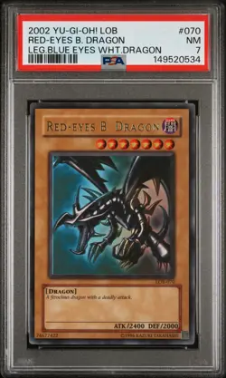 2002 YU-GI-OH! LOB-LEGEND OF BLUE EYES WHITE DRAGON RED-EYES B. DRAGON PSA 7 - Image 1