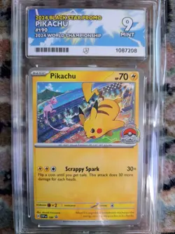 Pokemon TCG Pikachu #190 2024 World Championships Promo Card - Graded ACE 9 - Image 1