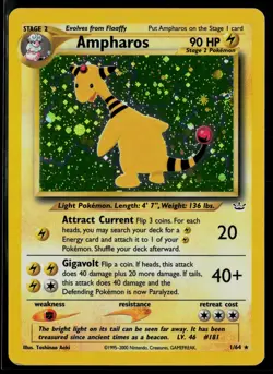 Ampharos 1/64 Neo Revelation Rare Holo Pokemon - Image 1