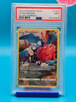PSA 9 - 2022 POKEMON SWORD & SHIELD SILVER TEMPEST TG09 FULL ART/DRUDDIGON - Image 1