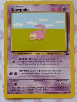 Slowpoke 55/62 Fossil Set Pokemon Card WOTC - Image 1