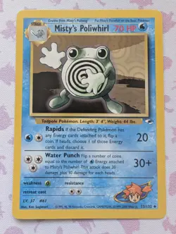 MISTY'S POLIWHIRL 2000 POKEMON CARD GYM HEROES UNCOMMON WOTC 2000 53/132 - Image 1
