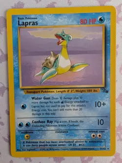 Lapras 25/62 Pokemon Card Non Holo Rare Fossil Unlimited WOTC - Image 1