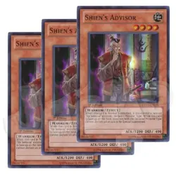 Yugioh Shien's Advisor x 3 - 1st Edition Super Rare NM - Free Holographic Card - Image 1