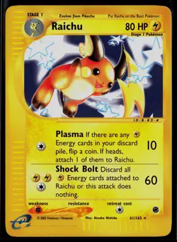 Raichu 61/165 Expedition Base Set Reverse Holo Rare Pokemon - Image 1