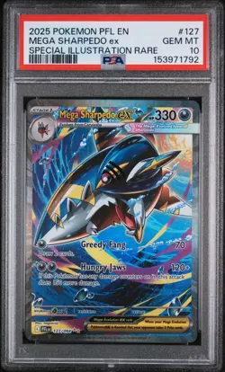 2025 Pokemon PFL Mega Sharpedo ex Special Illustration Rare #127/094 PSA 10 - Image 1