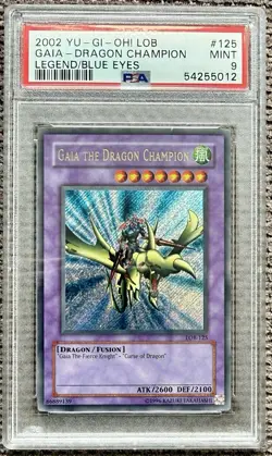2002 YUGIOH Gaia The Dragon Champion NAME ERROR LOB-125 PSA 9 Unlimited Orginal - Image 1