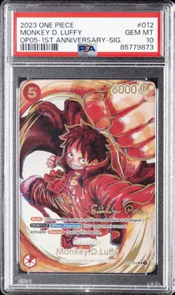 2023 ONE PIECE OP05 1ST ANNIVERSARY ODA SIGNATURE #012 MONKEY D. LUFFY PSA 10 - Image 1