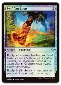 MTG Swiftfoot Boots U 0258 Foil NM - Foundations - Image 1