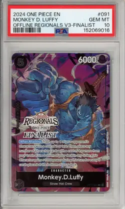 One Piece Graded: Monkey. D. Luffy OP07-091 Offline Regionals 2023 Finalist PSA - Image 1