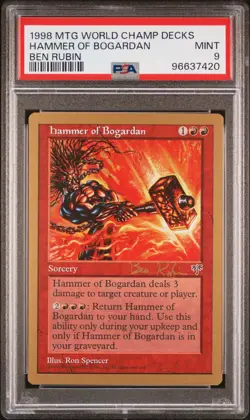 1998 MTG WORLD CHAMP DECKS BEN RUBIN HAMMER OF BOGARDAN PSA 9 - Image 1