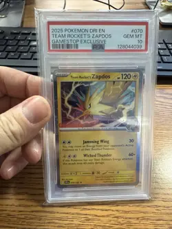 2025 Pokemon Destined Rivals Team Rocket's Zapdos Game Stop Exclusive #70 PSA 10 - Image 1