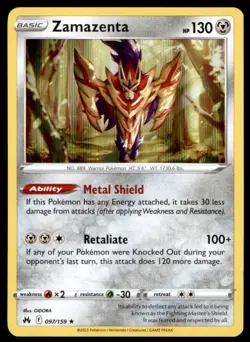 Zamazenta 097/159 Holo Rare Crown Zenith Pokemon Holo Lightly Played - Image 1