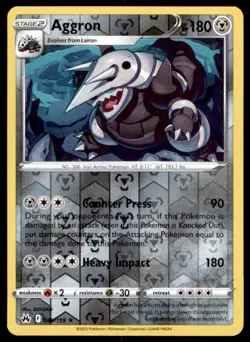 Aggron 089/159 Holo Rare Crown Zenith Pokemon Reverse Holo Near Mint - Image 1