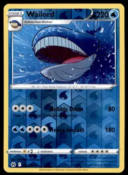 Wailord 032/159 Rare Crown Zenith Pokemon Reverse Holo Near Mint - Image 1