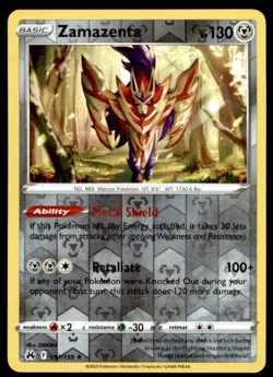 Zamazenta 097/159 Holo Rare Crown Zenith Pokemon Reverse Holo Near Mint - Image 1