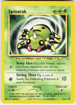 Spinarak 75/111 Common Neo Genesis Pokemon Unlimited NM/M - Image 1