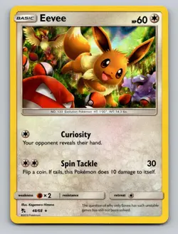 2019 Eevee 48/68 Holo Rare Hidden Fates Pokemon Near Mint (Voltorb Muk Cameo) - Image 1