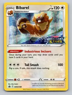 Bibarel SWSH188 Stamped Black Star Promo Sword & Shield Pokemon Holo LP - Image 1