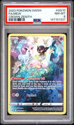 2023 Pokemon Crown Zenith Galarian Gallery Mew GG10 FRESHLY GRADED PSA 8 NM-MT - Image 1