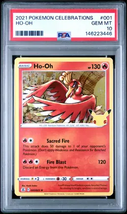 PSA GEM MT 10 - 2021 POKEMON CELEBRATIONS 001 HO-OH - Image 1