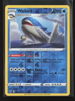 Wailord 032/185 Reverse Holo Rare Vivid Voltage Pokemon NM - Image 2