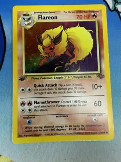 Flareon 3/64 1st Edition Jungle Holo Vintage WOTC 1999 Pokemon Card - Image 1