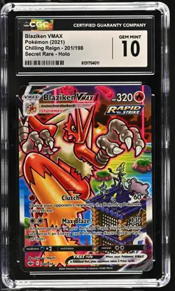 Blaziken Vmax 201/198 Secret Rare Holo Pokemon CGC 10 Gem Mint *011 - Image 1