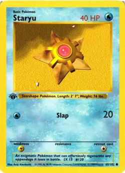 Pokemon TCG 1st Edition Shadowless Staryu 65/102 Base Set LP - Image 1
