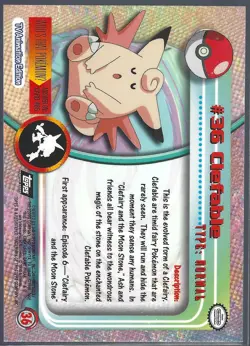 Clefable #36 - BLACK Logo - Non-Holo - SERIES 1 - TOPPS POKEMON CARD - LP - Image 2