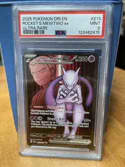 2025 Pokemon Destined Rivals Team Rockets Mewtwo Ex Ultra Rare 213/182 PSA 9 - Image 3