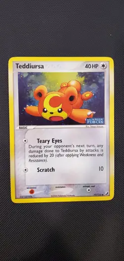 Pokemon TCG Teddiursa EX Unseen Forces 77/115 Stamped Reverse Holo LP. - Image 1