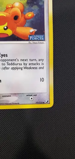 Pokemon TCG Teddiursa EX Unseen Forces 77/115 Stamped Reverse Holo LP. - Image 4
