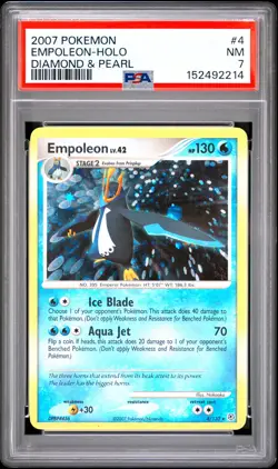 2007 POKEMON DIAMOND & PEARL #4 EMPOLEON-HOLO PSA 7 - Image 1