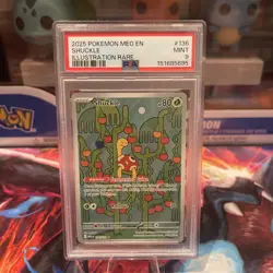 2025 Pokemon Mega Evolutions Shuckle Illustration Rare Full Art #136/132 PSA 9 - Image 1